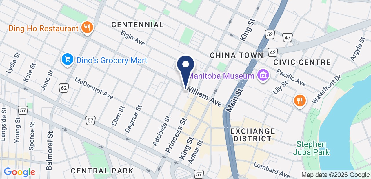 Map of the Aactive Personnel Winnipeg branch at 312 William Avenue